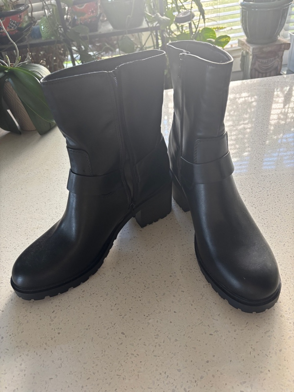 Target Black Mid-Calf Women’s Heeled Boots with Strap Detail